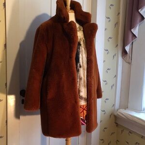 Cinnamon faux fur coat